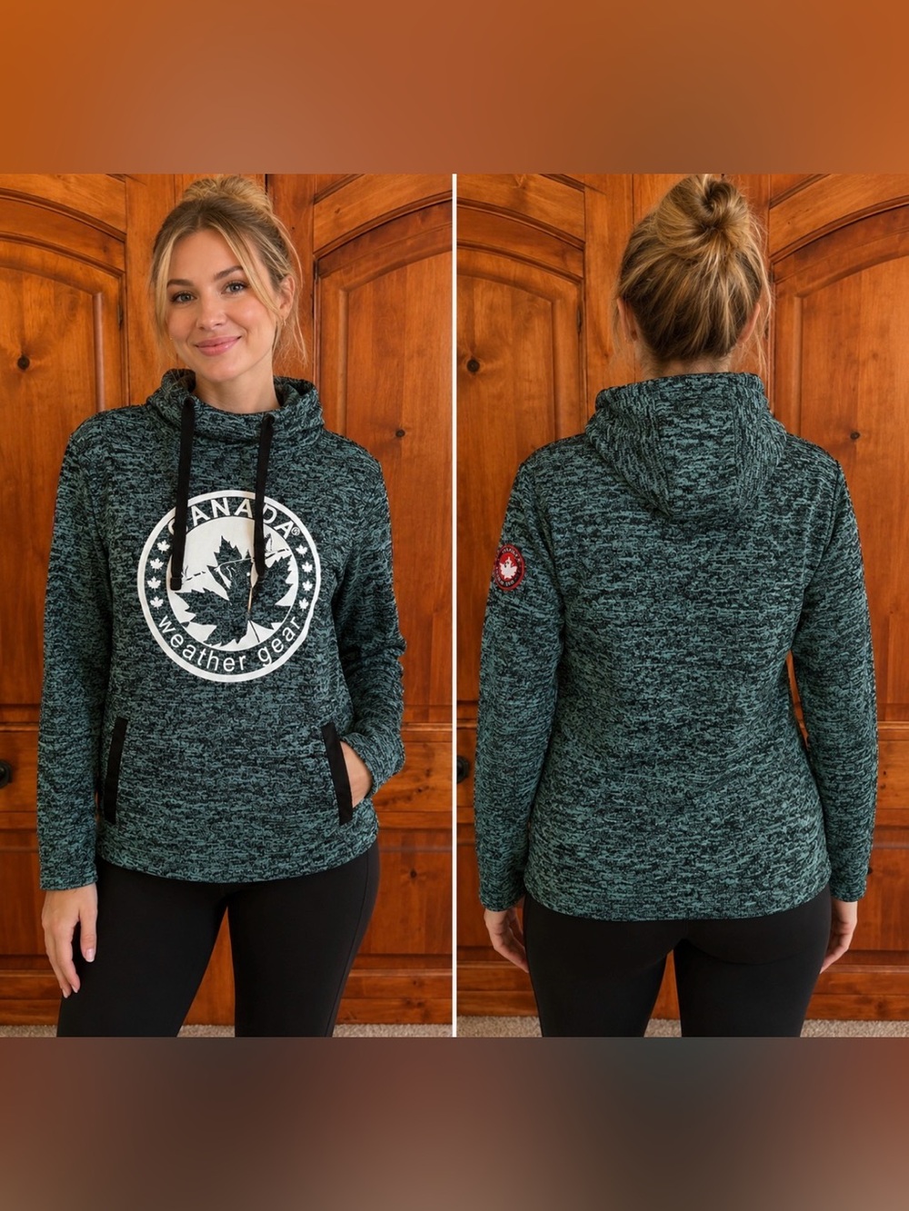 $75 NWT Canada Weather Gear Women's Fleece Cowel Neck Hoodie Medium "Mint Mix"